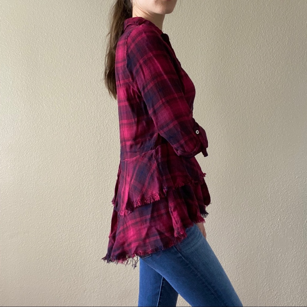 Jane and Delaney Red Flannel Button Up Shirt